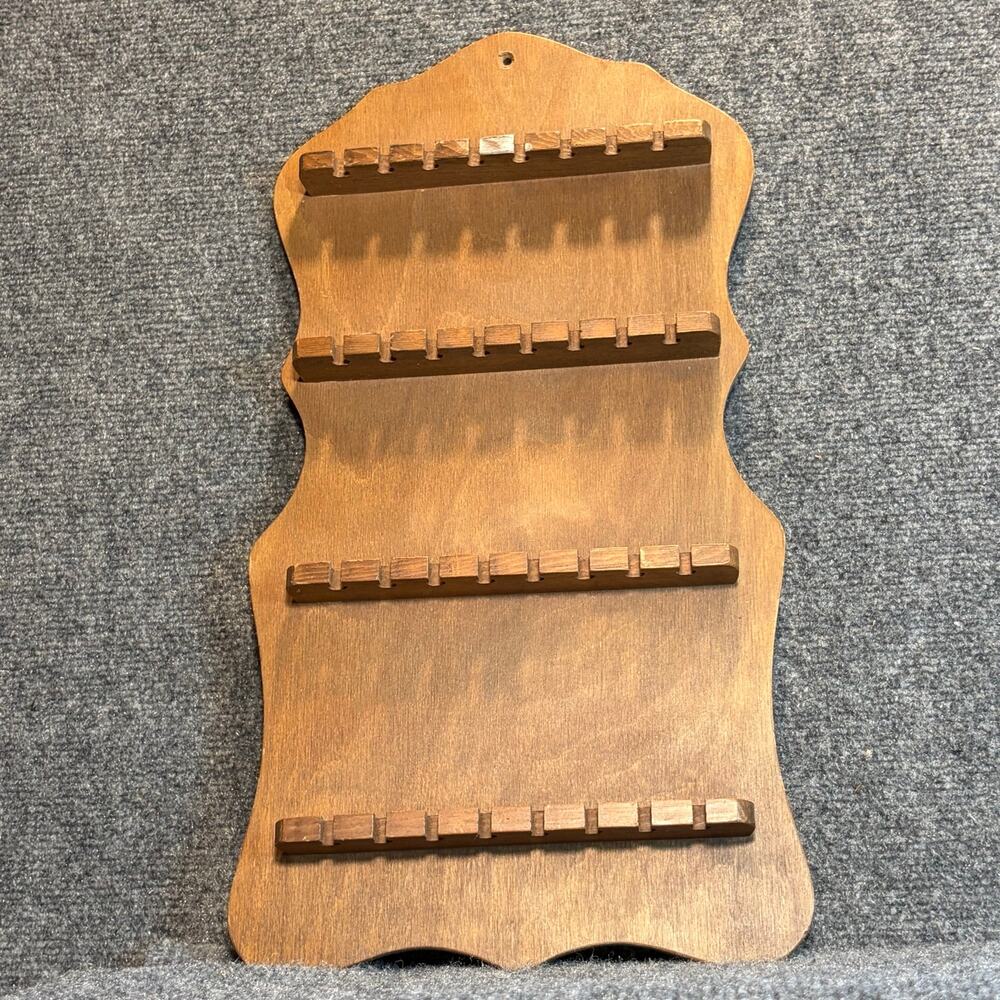 Handmade Wooden Wall Mounted Collectible Spoon 32 Piece Display Rack 20x11